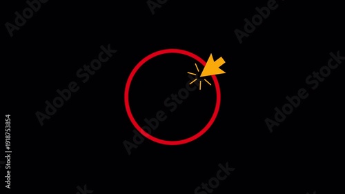 Red Brush Circle on Transparent Background, 4k video red circle highlighter sign with alpha channel.