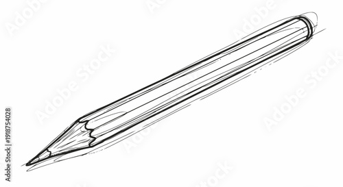Hand Drawn Sketch of a Sharpened Pencil on White Background.