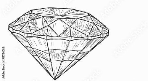 Hand-drawn sketch of a brilliant cut diamond gemstone.