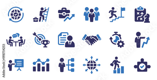 Business and finance flat icon set for web and mobile applications