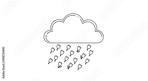 Cloud with Rain Falling Down Illustration.