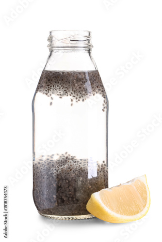 Bottle of water with chia s...