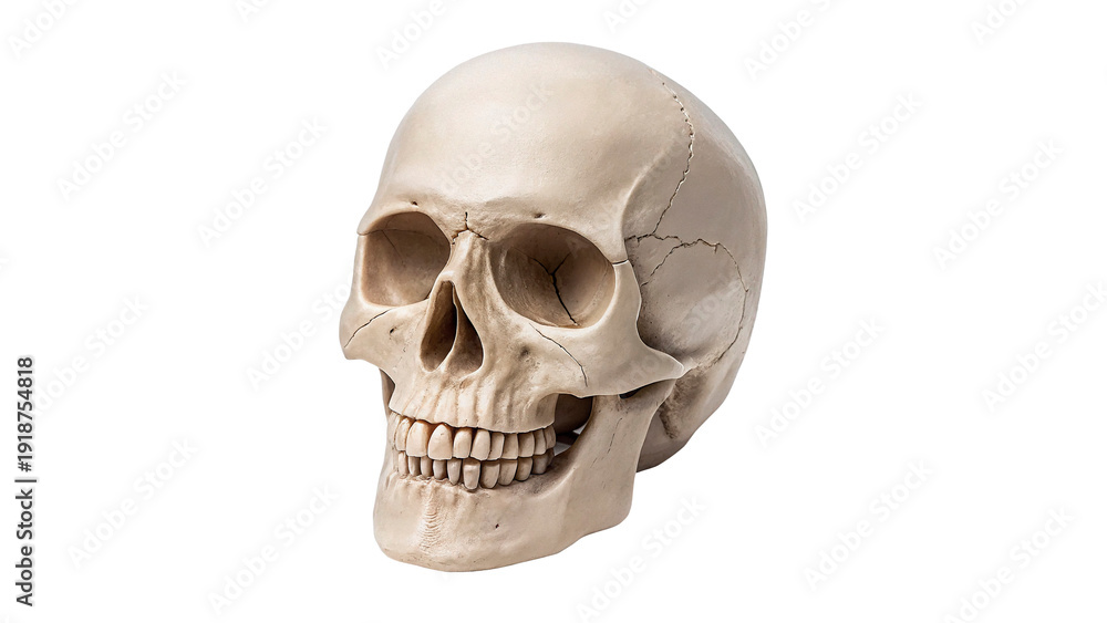 Fototapeta premium A detailed skull model isolated on transparent background 