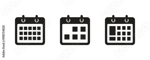 Calendar icons showing grid of days and partial views vector art