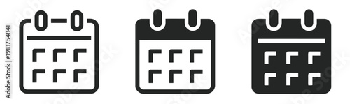 Calendar icons showing monthly grid in solid and outline formats