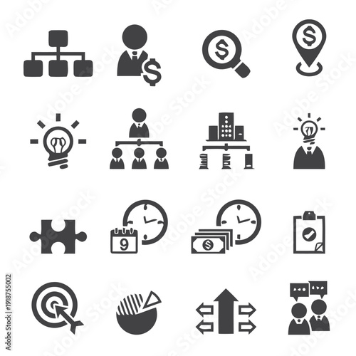 Business management icons set in flat design for web and mobile applications