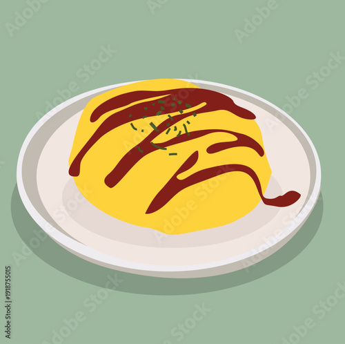 Omurice. Western food Omurice (Tomato Ketchup)

