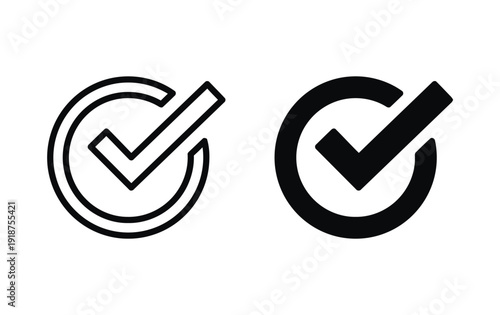 Checkmark icons in circle, one outline and one solid black, signifying confirmation or agreement