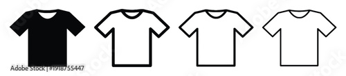 Classic v neck t shirt icon set for fashion retail design