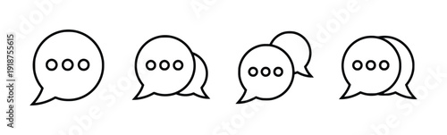 Chat bubble icons set with ellipses for message indication