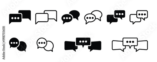 Chat bubbles and speech icons for communication and messages