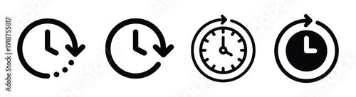 Clock and time icons showing hours and minutes with circular arrows