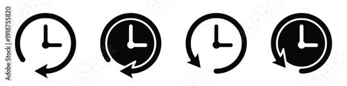 Clock and time icons with circular arrows