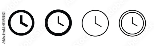 Clock face icons set with different border styles showing time