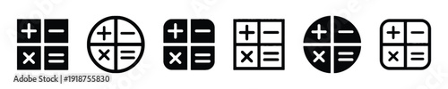 Calculator keypad icons with basic arithmetic operations
