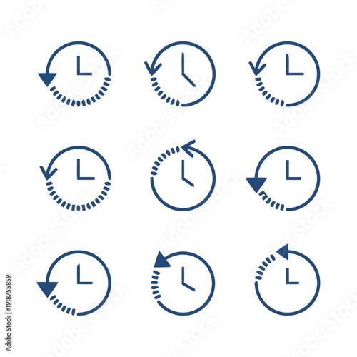 Clock icons representing time passing and changes over time
