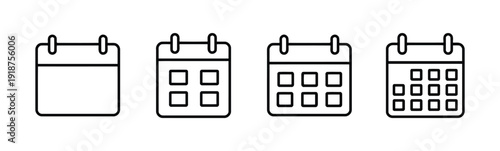 Calendar icons set showing empty and filled grid layouts