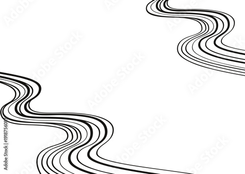 川の流れをイメージした和風抽象背景　白黒