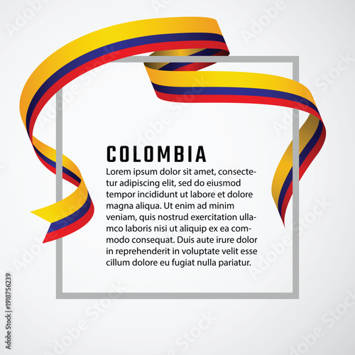 Colombia country information and flag ribbon design