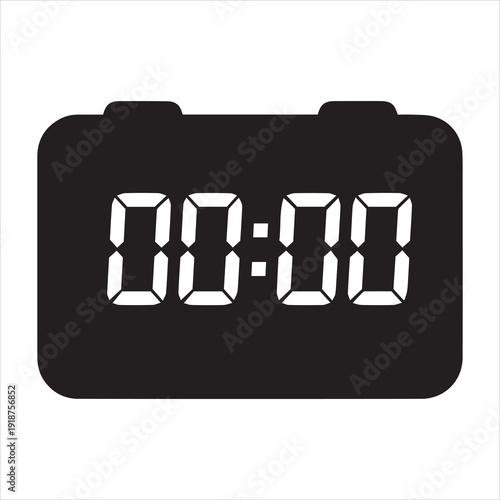 Digital clock displaying zero hours zero minutes and zero seconds