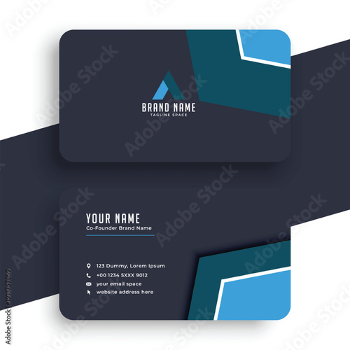 premium dark black business card layout for corporate identity