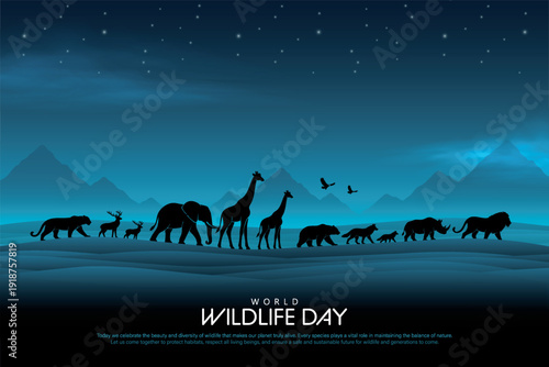 World Wildlife Day Vector Background Design Template.
