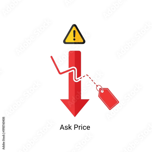 Red Arrow Down Price Decrease isolated on transparent background.