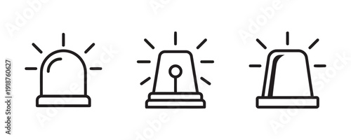 Collection of alarm light icons symbolizing warning and emergency signals