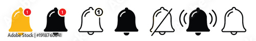 Collection of bell icons representing notifications and alerts for alerts