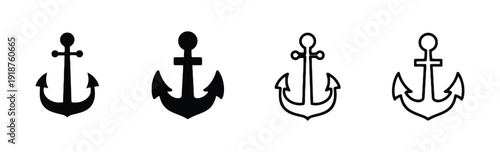 Collection of anchor icons different styles isolated on white background
