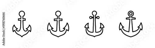 Collection of anchor icons for maritime or nautical themes