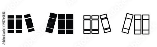 Collection of books icons in solid fill and outline styles representing knowledge and learning