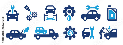 Collection of car service and repair icons vector illustration