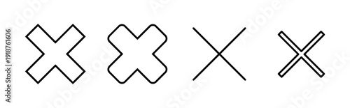 Collection of cross symbols in various styles for error, close, or cancel actions