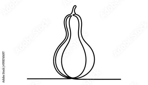 One continuous line illustration of an gourd fruits, isolated on white background.