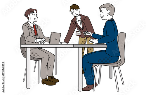 Male Business Team Meeting Discussion at Office Desk