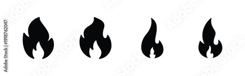 Collection of flame icons in various sizes and styles vector graphic
