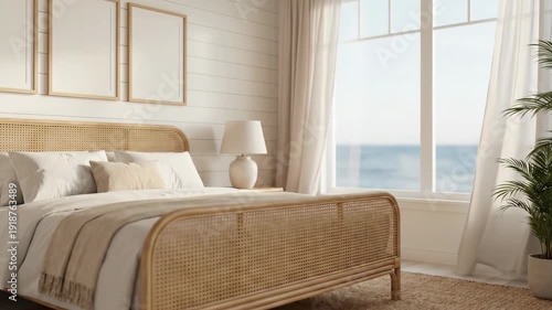 Serene Bedroom with Ocean View and Natural Light.