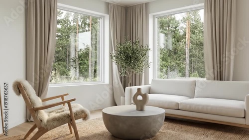 Modern Living Room with Natural Light and Cozy Furniture.