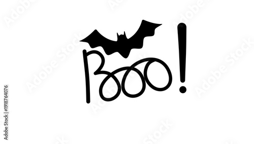 Boo!  lettering, black isolated silhouette