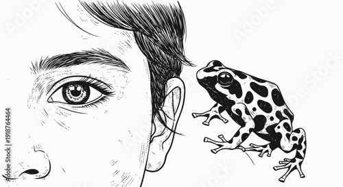 Man with Frog on Ear Sketch.