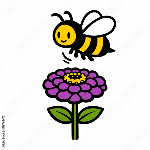 Detailed vector art of a bumblebee on a colorful flower