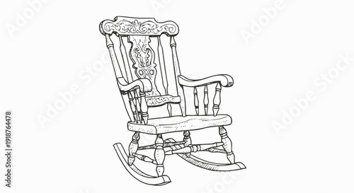 Classic Wooden Rocking Chair Illustration.