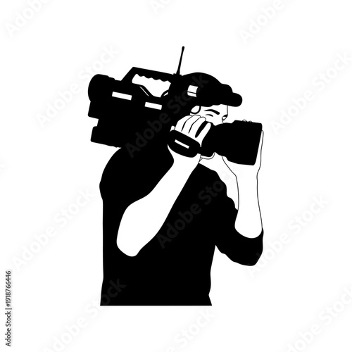 Cameraman Recording Video with Professional Equipment.