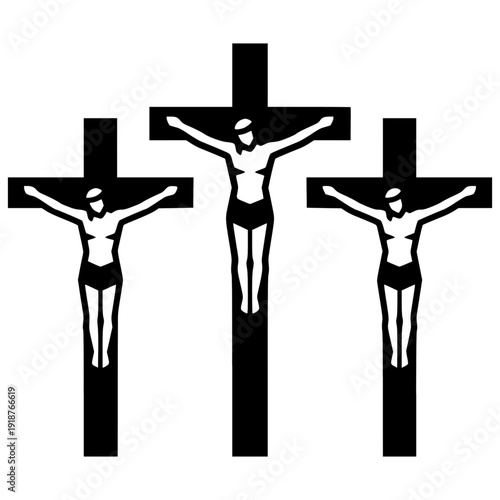 Three Crucifixes: A stark representation of the crucifixion, conveying themes of faith, sacrifice, and religious significance.