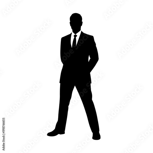 Businessman Silhouette Standing in Suit.