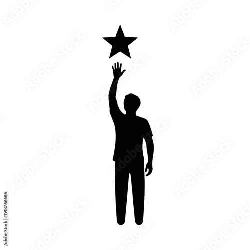Man Reaching for a Star Silhouette.