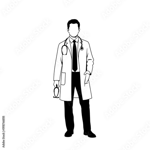 Male Doctor Wearing Lab Coat Stethoscope.
