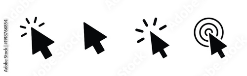 Collection of four black cursor icons on white background