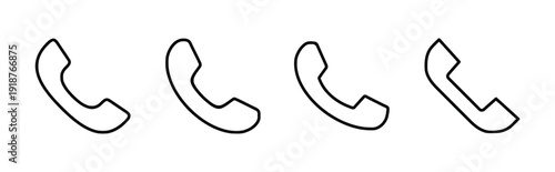 Collection of four black outline phone icons on white background
